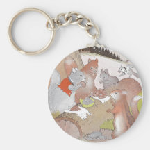 Small Woodland Animals Share a Feast Keychains
