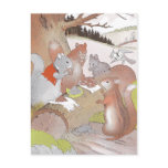 Small Woodland Animals Share a Feast Postcard