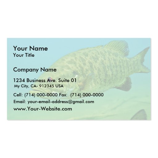 Smallmouth Bass Business Card Templates (front side)