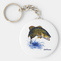 Smallmouth Bass leaping Keychain