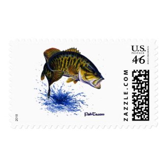 Smallmouth Bass leaping Stamp
