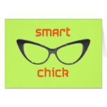 Smart Chick Geek Eyeglasses Greeting Cards