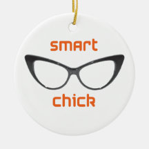 Smart Chick Geek Eyeglasses Christmas Tree Ornament