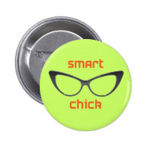 Smart Chick Geek Eyeglasses Pinback Button