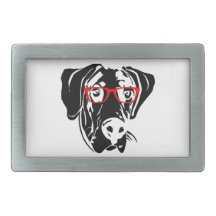 Smart Dog Great Dane with Glasses Belt Buckles