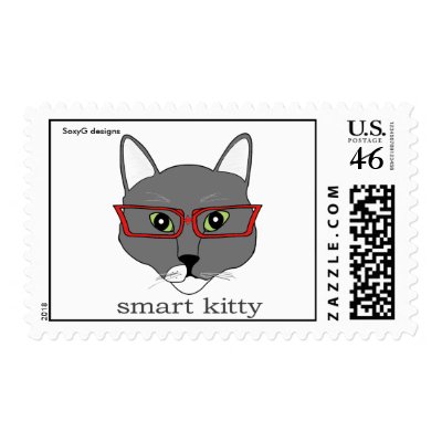 Smart Kitty Postage Stamp by soxygdesigns