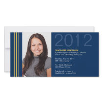 Smart stripes blue graduation photo announcement photo card