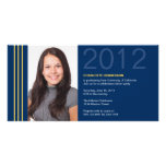 Smart stripes blue graduation photo announcement photo card