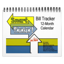 "Smart Thinkin" Bill Tracker Undated 2pg Calendar