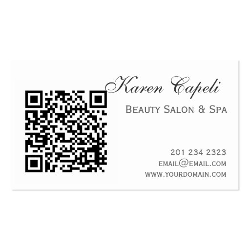 Smartfone Barcode  Salon Appointment Business Card Template (front side)