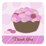 Smartie Cupcake Thank You Square Stickers