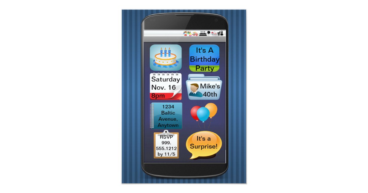 SmartPhone Birthday Party Invitation Zazzle