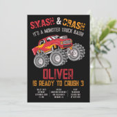 Smash Crash Monster Truck Bash Birthday Invitation Zazzle