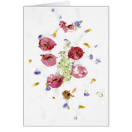 Smashed flowers craft, bougie red and green card