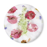 Smashed flowers craft, bougie red and green refrigerator magnet