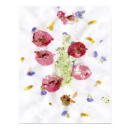 Smashed flowers craft, bougie red and green print