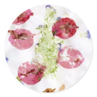 Smashed flowers craft, bougie red and green sticker