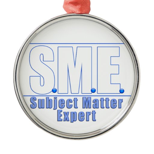 sme logo subject matter expert white blue round metal nurse christmas ornaments