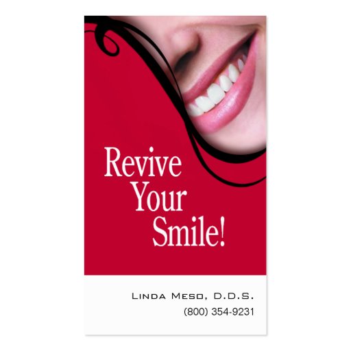 "Smile 2" Dentist Hygienist Cosmetic Dentistry Business Cards (front side)