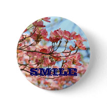 SMILE buttons Floral Pink Dogwood Flowers button