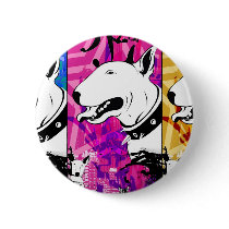 Smile for me! Bull Terrier Illustrated buttons