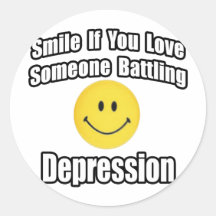 Smile If You Love Someone Battling Depression Round Stickers
