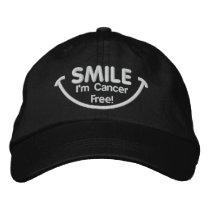 Smile I'm Cancer Free White embroidered hats