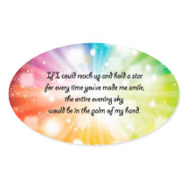 Smile Inspirational Happy Quote Star Rainbow Oval Stickers