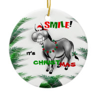 Smile its Christmas Funny Donkey Ornament