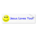 Smile Jesus Loves You Bumper Sticker bumper stickers by treasurehutch Smile Jesus Loves You Bumper Sticker bumper stickers