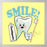 Smile Kawaii Tooth Art posters