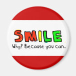 SMILE WHY BECAUSE YOU CAN POSITIVE ENCOURAGEMENT REFRIGERATOR MAGNETS
