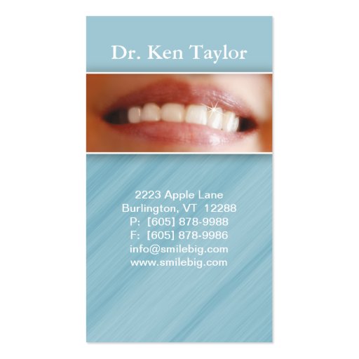 Smile with Teeth Business Card blue steel (front side)