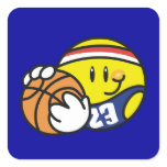 Smiley Basketball Tshirts and Gifts Square Stickers