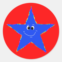 Smiley Blue Star Stickers