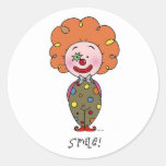 Smiley clown round stickers