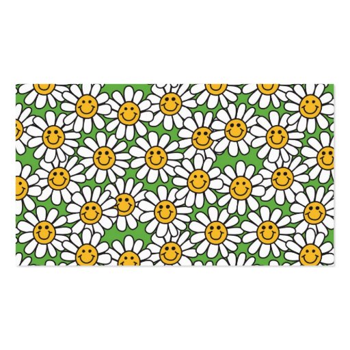 Smiley Daisy Flowers Pattern Business Card Template (back side)