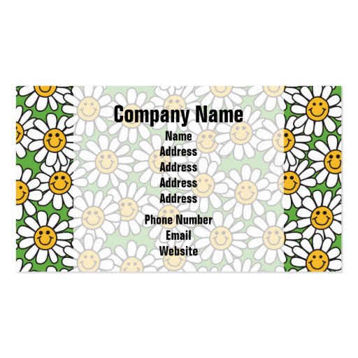Smiley Daisy Flowers Pattern Business Card Template (front side)