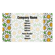 Smiley Daisy Flowers Pattern Business Card Template
