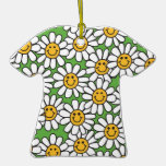 Smiley Daisy Flowers Pattern Christmas Ornaments