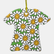 Smiley Daisy Flowers Pattern Christmas Ornaments