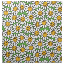 Smiley Daisy Flowers Pattern Cloth Napkin
