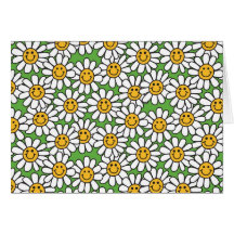 Smiley Daisy Flowers Pattern Greeting Cards