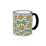 Smiley Daisy Flowers Pattern Mug