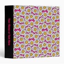 Smiley Daisy Flowers Pattern Pink Yellow Vinyl Binder