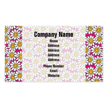 Smiley Daisy Flowers Pattern Pink Yellow Business Cards