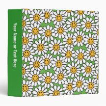 Smiley Daisy Flowers Pattern Vinyl Binders