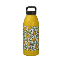Smiley Daisy Flowers Pattern Reusable Water Bottles