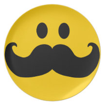 Smiley del bigote plato de comida