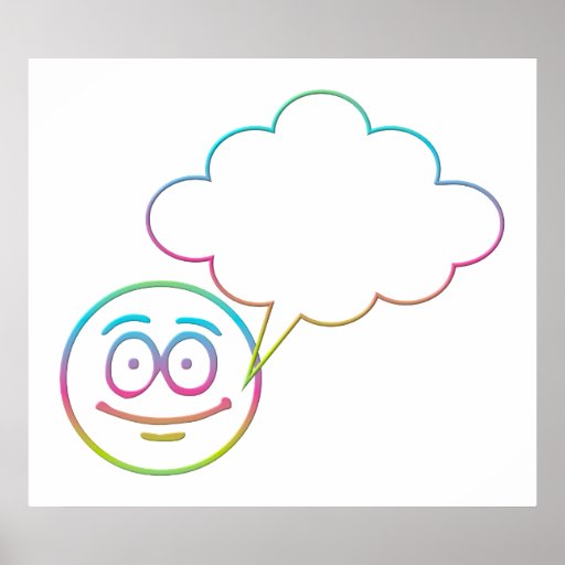 Smiley Face 1 with Speech Bubble Poster Zazzle